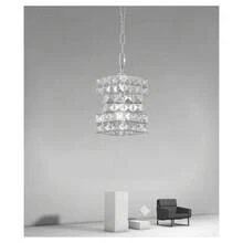 OISE ART STORE Lampadario Sospeso Rettangolare Intrecciato Con Cristalli  E27 Argento 32415 - - Multicolore - Visualizzare 6