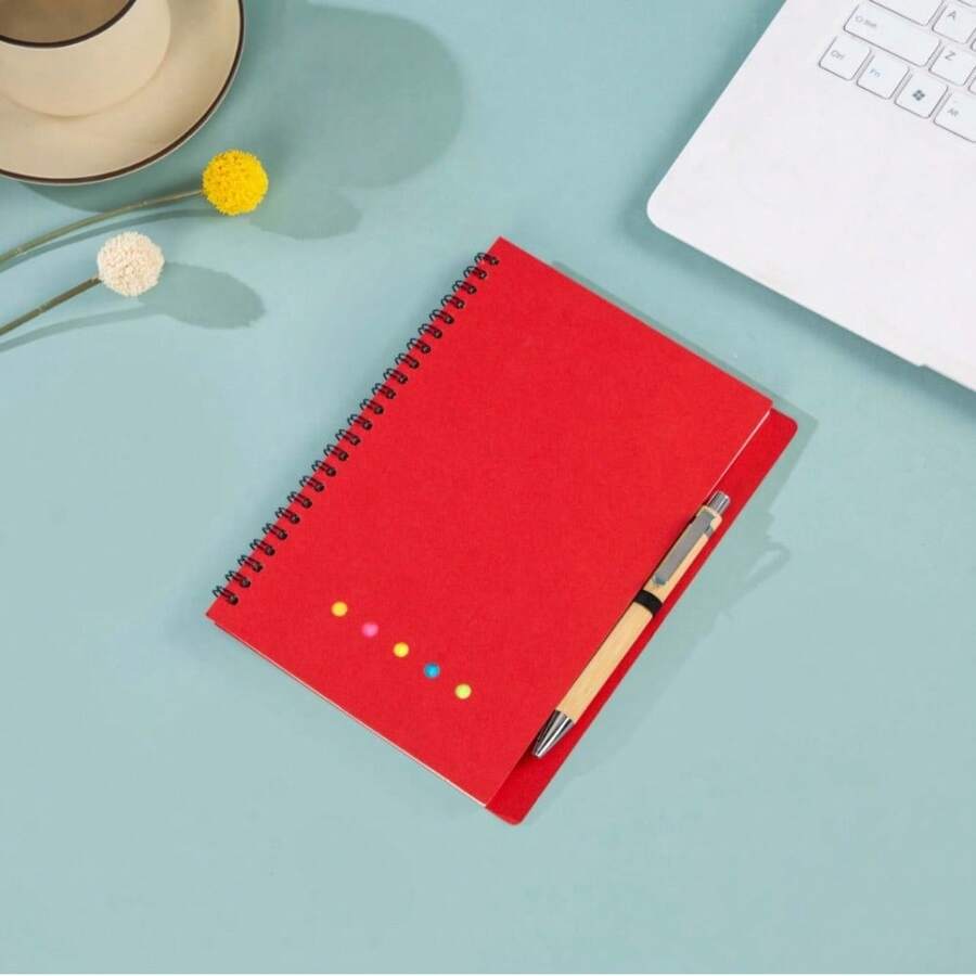 Cuaderno de papel especial, libreta pequeña, papel de notas desprendible, para negocios y oficina, con espiral - rojo1 - Ver 1