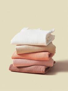 5pcs Baby Muslin Feeding Burp Cloths, Ruffled Pink Baby Pillow Case, Face Towel, Bib, Spring/Summer New Gift Set - Multicolor - View 3