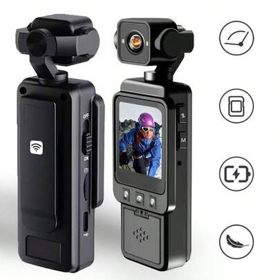 1080P Cep Aksiyon Kamerası, Evde ve Açık Hava Sporları, Kayak, Bisiklet, Yürüyüş İçin Uygun, Taşınabilir Spor Kamerası, 1,54 İnç Ekran, WIFI HD Video Kaydedici, 360° Döndürme, Blog Kamerası, Vlog Kamerası, Kızılötesi Gece Görüşü, Video Kaydı, Birinci Şahıs Çekimi, Güvenlik Kaydı vb. İçin Uygundur. (1000 mAh)