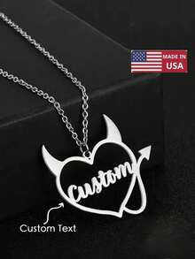 Fantasy, Chic, Minimalist, Caring Little Devil Shaped Necklace With English Name Customization For Halloween, Banquets, Parties,Retro, Casual, Cute, Simple, Personalized, And Unique Gifts For Loved Ones, Friends, And Family. - Nhiều màu - Xem 1