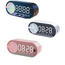Bluetooth Speaker With Digital Clock, FM Radio, Alarm, LED, Mirror, Portable Alarm Clock - Various Colors - 白色 - 查看 2