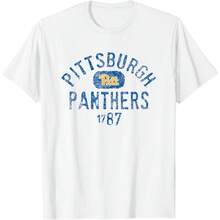 Pittsburgh Panthers 1787 Vintage Logo T-Shirt All Seasons,220g Pure Cotton Single-Sided Printed Crew Neck Short-Sleeved T-Shirt,Unisex Top,Base Layer - 顏色5 - 查看 1