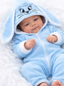 Vest Baby Layettes Unisex Baby  With Embroidered Bunny Hood, One Size, Fun - 淺藍色 - 查看 5