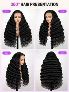 MEGALOOK 30英寸蓬松波浪蕾丝前假发，100%真人发丝，13x4蕾丝，透明蕾丝，蓬松卷曲蕾丝前假发，真人发丝，预先拔毛，自然发际线，长款假发 - 自然外观，日常佩戴，适合办公室、僵尸新娘、万圣节派对、Y2K风格、度假装扮、户外角色扮演、校园、学校假期、圣诞节派对、婚礼、节日等场合，适合女性佩戴。 - SNatural - 查看 4