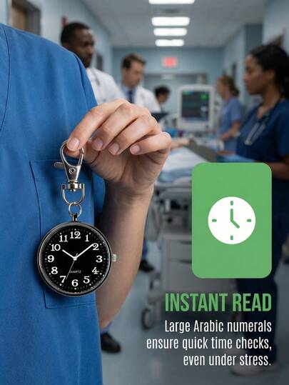 1PC Unisex Black Dial White Numerals Hook Buckle Design Fashionable & Cute Quartz Watches For Men/Women Unisex Quality Wristwatches Suitable For Medical Professionals Daily Carry Keychain Decoration, Outdoor Activities, As Birthday Gifts Valentine's Gifts Christmas Gifts Anniversary Gifts