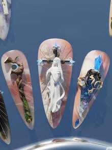 1pc Silicone Mold For Nail Art, Statue Of Virgin Mary, Cross, Goddess Statue, Angel 3D Carved Transparent Nail Gel Mold - Clear - View 11