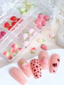 春季可爱草莓美甲配件 混合尺寸 彩色奶油草莓 卡哇伊美甲装饰 Y2K 女孩 情人节 DIY 美甲饰品 美甲用品 - 彩色 - 查看 7