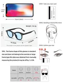 1 chiếc kính mắt mèo gọng nhỏ thời trang, kính thời trang tối giản cá nhân hóa chất lượng cao, phù hợp cho tiệc tùng, thường ngày, du lịch, đi biển và sử dụng hàng ngày. - Máy tính bảng màu xanh khung đen - Xem 3