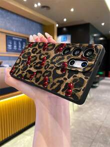 新款豹纹樱桃哑光质感手机壳，防摔防刮防指纹黑色TPU软壳，摄像头镜头保护，适用于三星、红米、OPPO、VIVO等手机。 - 彩色 - 查看 3