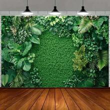 1 Piece Rich Green Tropical Leaf Backdrop  Featuring Vivid Plant Scenes And Realistic Jungle Atmosphere, Suitable Weddings, Events, And Home Decor, Polyester Fiber Material, Multiple Sizes Available, Event Background| Natural Leaf Design| Durable Backdrop, Tropical Decor - 彩色 - 查看 4