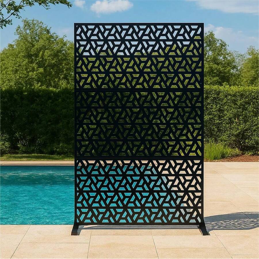 Panel Separador Portátil de Metal, Biombo de Privacidad de Pie 183 cm Alto, para Terraza, Balcón o Hogar, Resistente al Clima y Montaje Sencillo - Estilo 3 - Ver 1