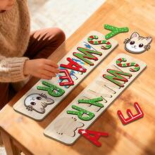 1pc Customized Name Puzzle, Personalized 3D Letter Puzzle And Wooden Name Puzzle. Ideal Gift For Baby Boys And Girls On Birthday, Christmas, Anniversary! - Candy On the Right - View 6