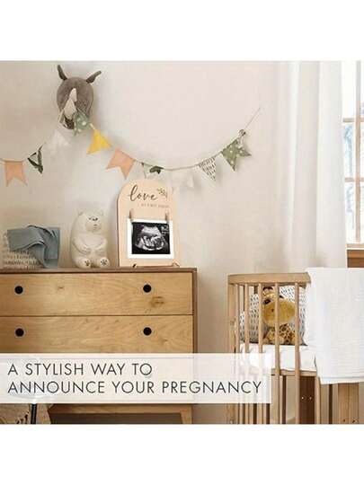 1个可爱木质超声波照片相框 - 双面优雅设计，孕期公告礼物，婴儿派对回礼，托儿所装饰，新妈妈礼物