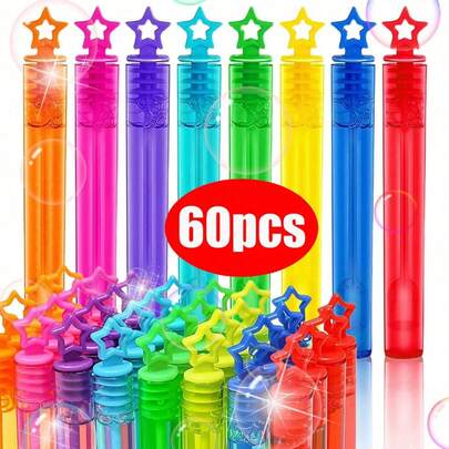 12/24/48/60pcs Mini Bubble Tubes, Bubble Blowing Toys For Teens, Colorful Bubble Wands, Party Atmosphere Maker Gadgets (Bubble Liquid Not Included)
