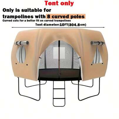 卡其色蹦床帐篷，适用于8根弯杆，兼容10/12/14英尺蹦床