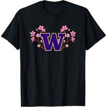 Washington Huskies Ry Blossoms T-Shirt All All Seasons,220g Pure Cotton Single-Sided Printed Crew Neck Short-Sleeved T-Shirt,Unisex Top,Base Layer - Màu 1 - Xem 1