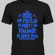 camiseta estampada 100% algodao premium cores vibrantes que nao desbotam tecido leve e respiravel - Preto - Visão 1