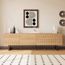 Modern TV Stand, TV Unit, TV Panel, Low TV Cabinet. Unique Design, 3D Texture. 180 X 38 X 51.5 Cm (L X W X H) - Natural Color - View 12