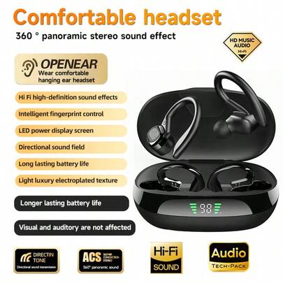 NEW SENYANG Nuevos auriculares deportivos Bluetooth tipo diadema de Senyang, de estilo moderno, sin introducción en el oído, cómodos, con graves profundos, auriculares colgantes, TWS HIFI Dolby ACC estéreo HD para llamadas, para Android, , teléfonos móviles, gaming, parejas, auriculares inteligentes como regalo del Día de San Valentín