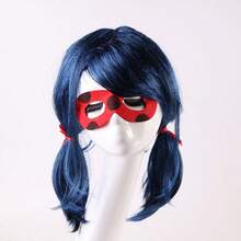 Ladybug Girl Blue Double Ponytail Anime Cosplay Wig Headdress Chemical Fiber Synthetic Dress Up Headgear Suitable For Girls Halloween Theme Party - Multicolor - View 3