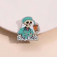 Personalized Design Skull Doctor Drinking Milk Tea Medical Halloween Series Metal Brooch Versatile Ornament Pins Bag Charms - QHXZ2199 - View 4