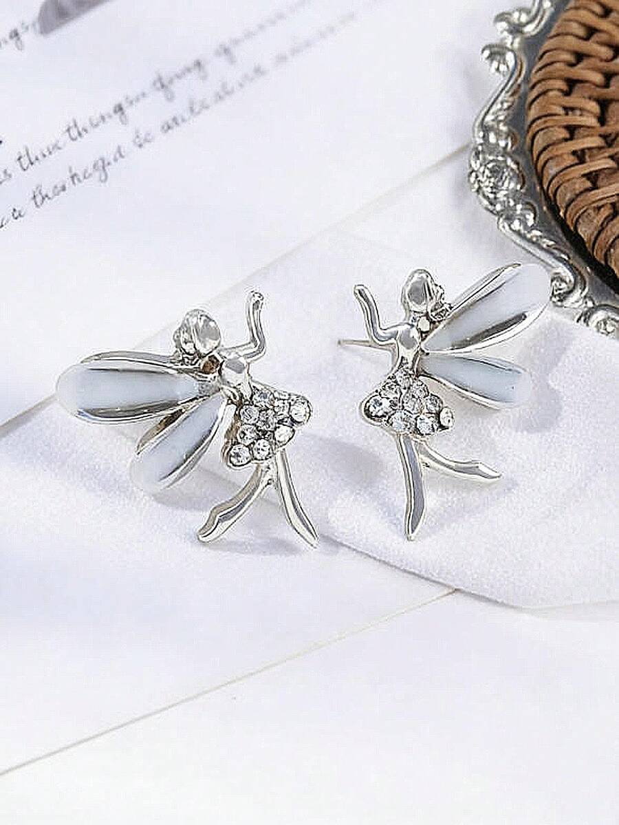 1 Pair Cute Mori Style Delicate High-End Creative Fairy Earrings (Random Crystal Quantity) - Silver - View 1