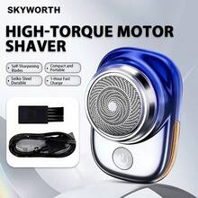 SKYWORTH Afeitadora eléctrica compacta para hombres, batería de 250mAh, resistente al agua IPX7 y totalmente lavable, afeitadora de 1 cuchilla de acero inoxidable, funcionamiento con un solo toque, ideal para viajes, ducha, gimnasio, oficina - 3 colores (plateado/negro/azul) - Multicolor - Ver 11