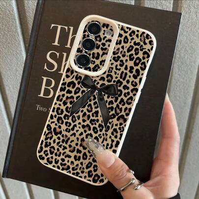 1 adet Vintage Leopar Desenli Siyah Papyon Desenli TPU Yumuşak Koruyucu Telefon Kılıfı, A05s/A12/A13/A14/4G/A15/A21s/A23/A25/A32/5G/A34/A35/A50s/A51/A52/A53/A54/A55/A71/A72/A73/S10/S20FE/S20Ultra/S21Ultra/S22/S22Plus/S23/S24, 10C/12C/Note10/11/12/13/ProPlus/Note8/9Pro ile uyumlu, Darbeye Dayanıklı Tam Koruma Telefon Kılıfı