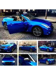 50厘米/19.69英寸*152厘米/59.06英寸电镀车身贴膜，优质PVC乙基蓝色车身贴纸 - 超亮镜面蓝色车贴，自粘，耐用耐候，电镀镜面蓝色贴膜，易撕易拉伸 - 均碼 - 查看 5