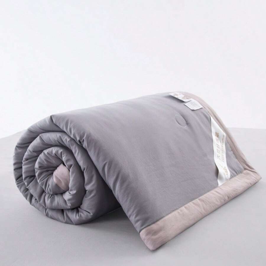 1 pieza Edredón de verano con borde liso/Edredón de aire acondicionado, con estilo de fibra de soja y relleno de poliéster, adecuado para el hogar, dormitorio, sala de estar, hotel y viajes, lavable a máquina - Gris - Ver 1