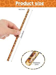 1/3/5/10pcs Reusable Leopard Print Plastic Straws, Creative Animal Print Drinking Straws Suitable For Jungle Animal Themed Birthday Party, Animal Themed Birthday Party Gifts, Back To School Supplies - Multicolor - View 4