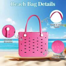 Medium Rubber Beach Bag For Men & Women, Large Capacity Rubber Travel Tote Bag For The Beach Boat Pool - Hoa hồng đỏ mới - Xem 6
