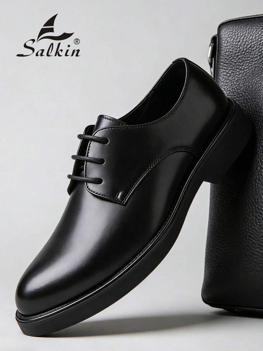 Salkin 男士时尚优雅商务牛津皮鞋，圆头系带正装鞋，男士纯色防滑耐用鞋底，适合派对、婚礼、社交场合、春秋季节，尺码偏大，建议选择小一码