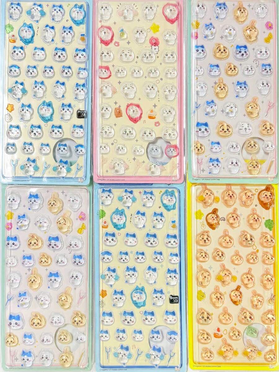 儿童手工艺术 Chiikawaing 笔记本、账户贴纸、行李箱、吉他装饰、激光贴纸、送给亲朋好友的礼物、圣诞节礼物、圣诞礼物、圣诞节装饰品、随机日本动漫主题高价值卡通贴纸 - 彩色 - 查看 1