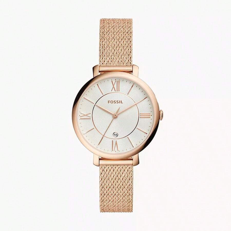 Fossil Women's Rose Gold Mesh Band Roman Numeral Dial Elegant Quartz Watch, Sophisticated Daily Wristwatch, Gift For Her ES4352 - Rose Gold - View 1