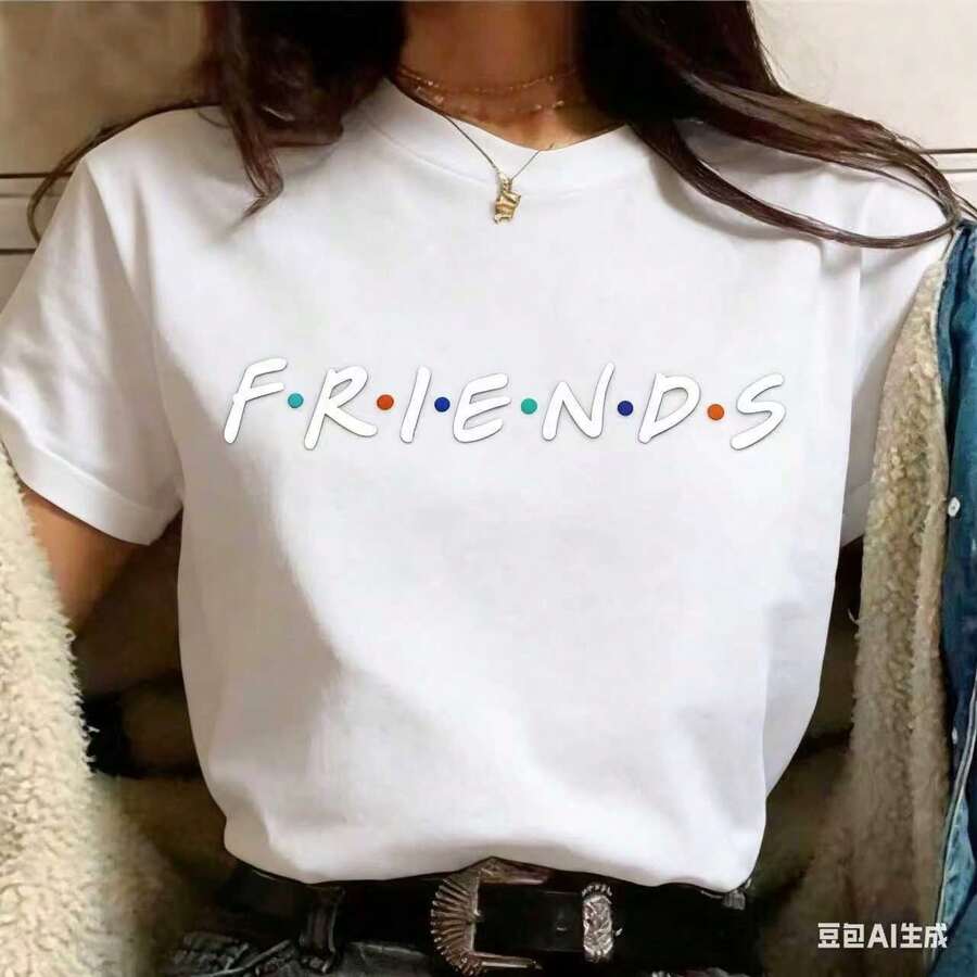 Refreshing SummerFashion Friends TV Show Funny Cartoon T Shirt Women Graphic Best Friends Harajuku T-Shirt Korean Style Tshirt Top Female 2026 - 白色 - 查看 1