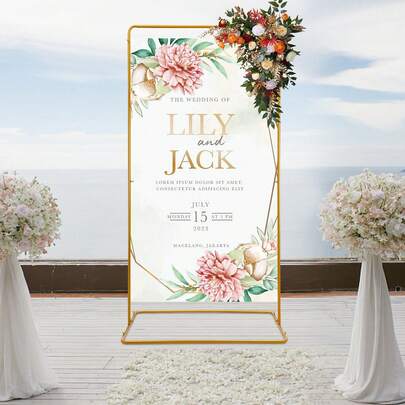 CNCEST Wedding Welcome Sign Arch Stand Wedding Entrance Sign Stand Decoration For Wedding Decorations Birthday Party Supplies Event Party 105 * 62 * 200cm (Gold) Party Favors Room Decor Bride