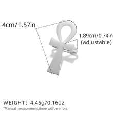 JWIGP Ankh Cross Adjustable Ring – Gold Plated Chunky Statement Band, Egyptian Sym.Bol Jewelry, Stainless Steel Spiritual Thumb Index Midi Retro Vintage Fashion Accessory For Women Men - 銀色 - 查看 7