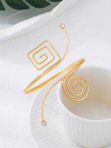 Unique Geometric Line & Spiral Design Bracelet, Fashion Jewelry Gift For Women - Gold - View 5
