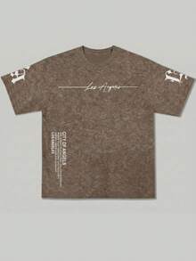 Zrgoth Men's Casual Versatile Simple Printed Element Short Sleeve T-Shirt - Brown - View 4