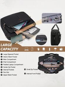 NEWHEY 17.3英寸笔记本电脑包 可扩展公文包 男士大容量防水电脑包 适用于工作、办公室、旅行、笔记本电脑包 - 彩色 - 查看 3