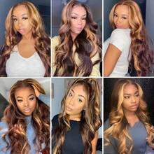 28 Inch HD Lace Front Wig Human Blended Hair 13x4 13x6 5x5 Lace Frontal Wigs 4/27 Highlight Ombre Body Wave Brazilian Virgin Hair Pre Cut Pre Plucked Glueless Wigs With Baby Hair - SP4/27 - View 9
