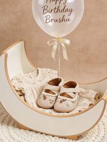 女婴玛丽珍平底鞋 防滑 适合幼儿学步鞋 软底PU皮革婴儿鞋 运动鞋 婚礼派对 圣诞节 公主裙鞋 女婴莫卡辛鞋 - 米色 - 查看 3