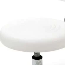 White Round Adjustable Salon Stool With Backrest & Striped Design Sturdy Ergonomic Rolling Stool For Salon Spa Barber Shop Beauty Studio Home Use - 預設 - 查看 4