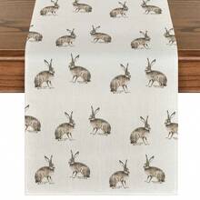 1/4/5/6/7pcs Easter Decoration Set, Rabbit, Easter Bunny, Easter Eggs, Happy Easter, Home Decor Set, Living Room Decor, Bedroom Decor, Dining Room Decor, Faux Linen Material, Multiple Sizes Available, Dining Table Decor, Fireplace Scarf, Placemats, Coasters, Home Accents - Multicolor - View 13