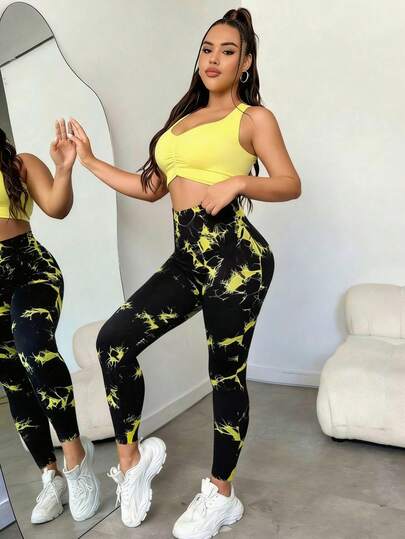 Leggings de compresión sin costuras de talle alto con diseño de líneas, diseñados para controlar la apariencia abdominal, ajuste ceñido y adelgazante para deportes