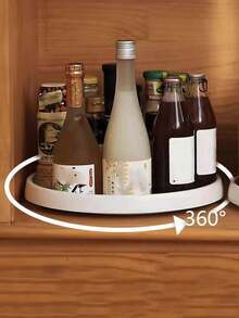 1 pieza Estante giratorio para especias, Organizador giratorio de condimentos de cocina, Bandeja de almacenamiento para encimera, Carrusel giratorio multifuncional, Utensilio de cocina - Multicolor - Ver 6