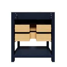 Vanity Unit With Ceramic Basin – Freestanding Bathroom Unit With 2 Drawers And An Open Compartment, High-Quality Lacquered MDF Panel, Gold Handles, Without Tap Or Drain - Black + Blue - View 11