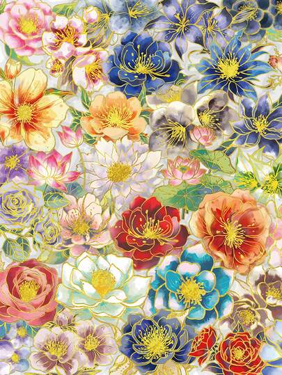 50pcs Flourishing Flowers Elegant Floral Stamping Stickers Handbook Laptop Laptop Case Phone Case Guitar Skateboard Decorative Stickers